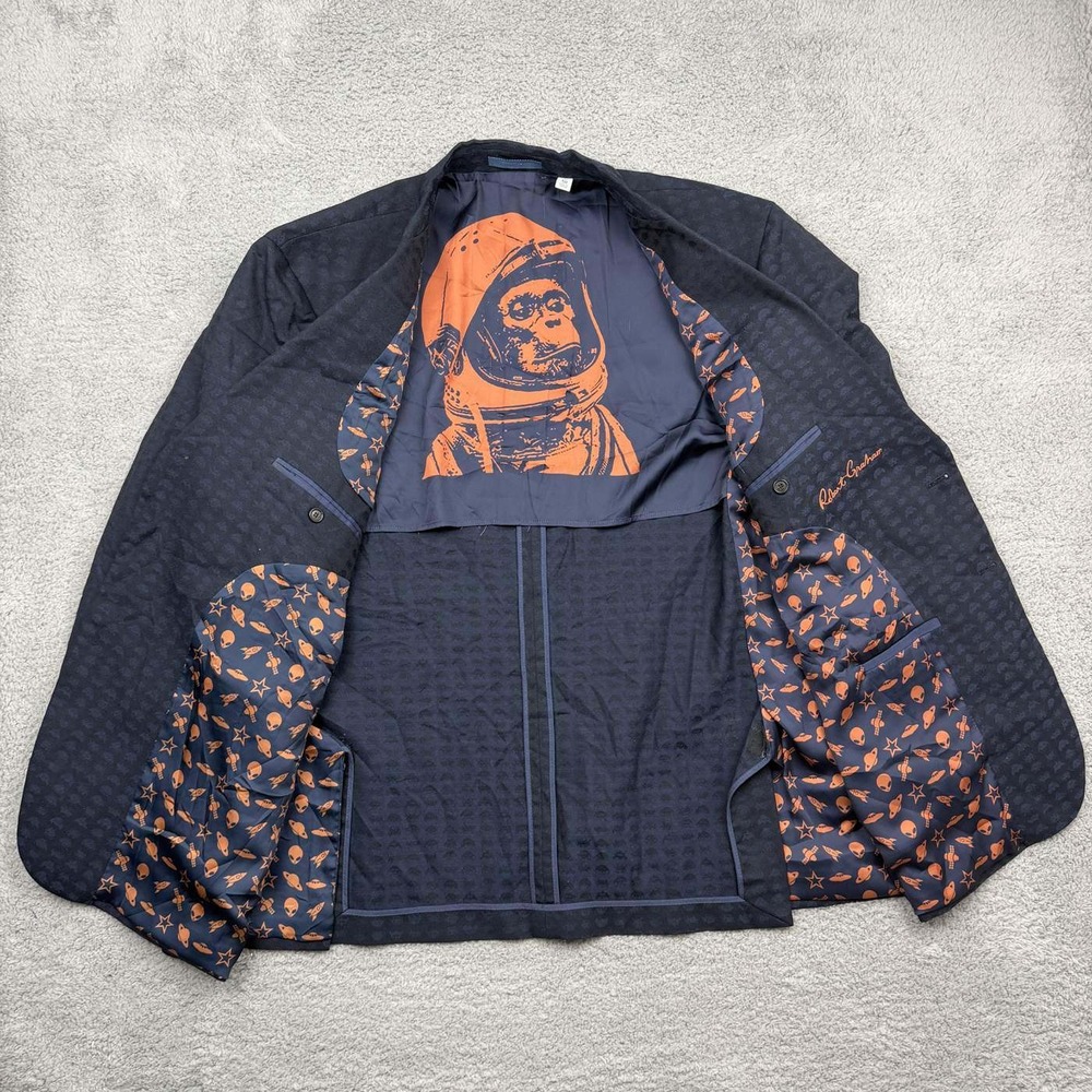 Rare Robert Graham Space Invaders Blazer Mens 50 Blue Wool Blend Space Lining